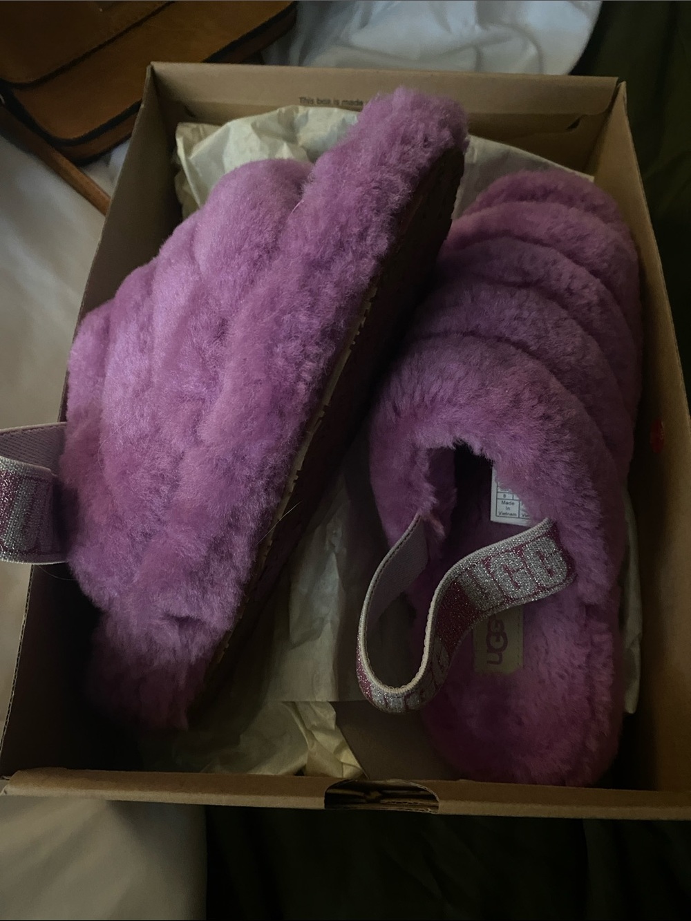 UGG Plush Slide Sandals in Lavender